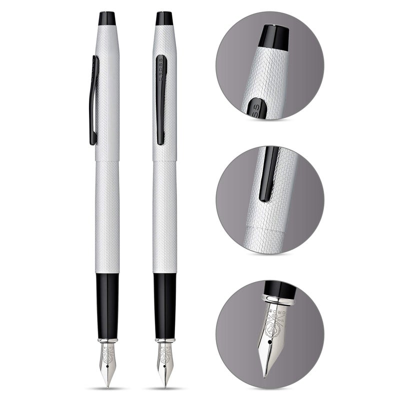 Cross Classic Century Refillable Fountain Pen, Medium Nib, Includes Premium Gift Box - Brushed Chrome - Image 2